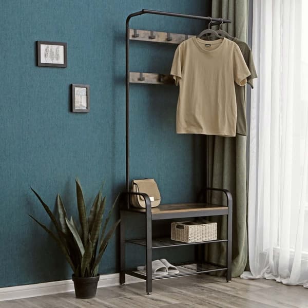 Coat Rack - Shoe Rack - med 9 krokar - Industriell design