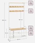 Pikkukuva 4 / 6: Takki teline 9 koukkua-30 x 85 x 180,5 cm-oak-white