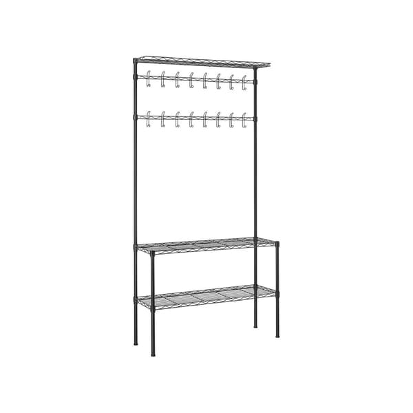 Coat Rack - vaatekaappi - kenkäteline - 16 kaksoiskoukua - metalli - musta