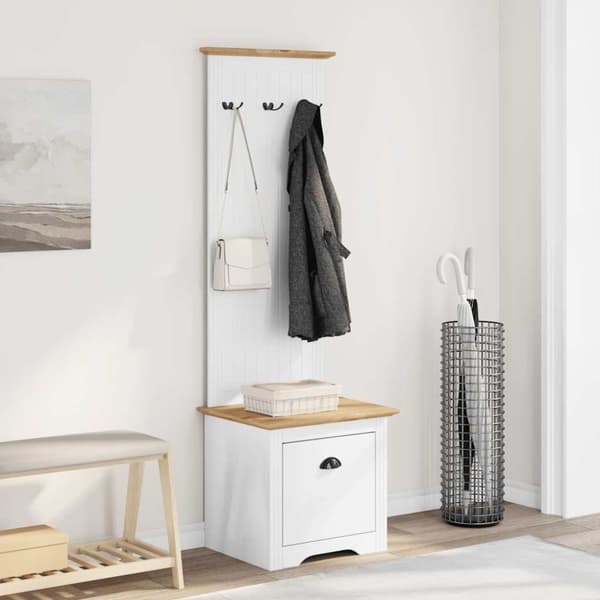 vidaXL entréskab med kroge BODO 50x40x157 cm hvid og brun