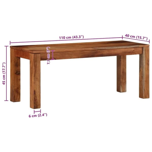 vidaXL Penkki 110 cm massiivipuu akaasia