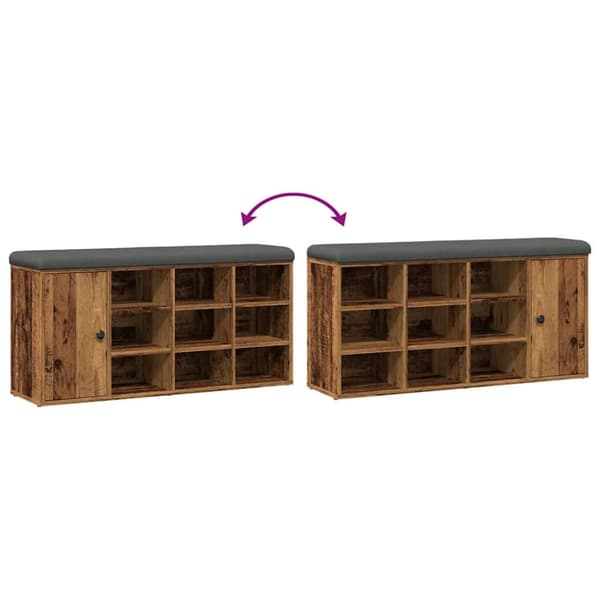 vidaXL Skobenk gammelt tre 102x32x50 cm konstruert tre