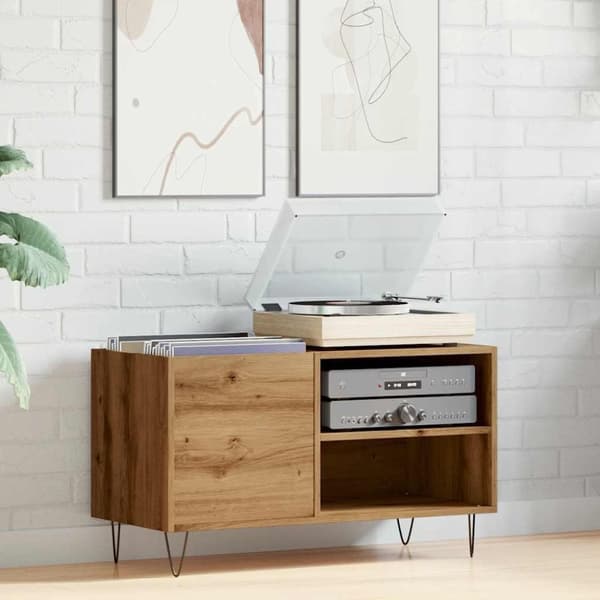 vidaXL LP-levyjen säilytyskaappi artesaani tammi 84,5x38x48 cm puu