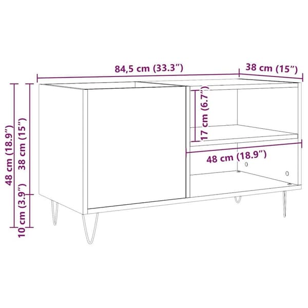 vidaXL LP-levyjen säilytyskaappi artesaani tammi 84,5x38x48 cm puu