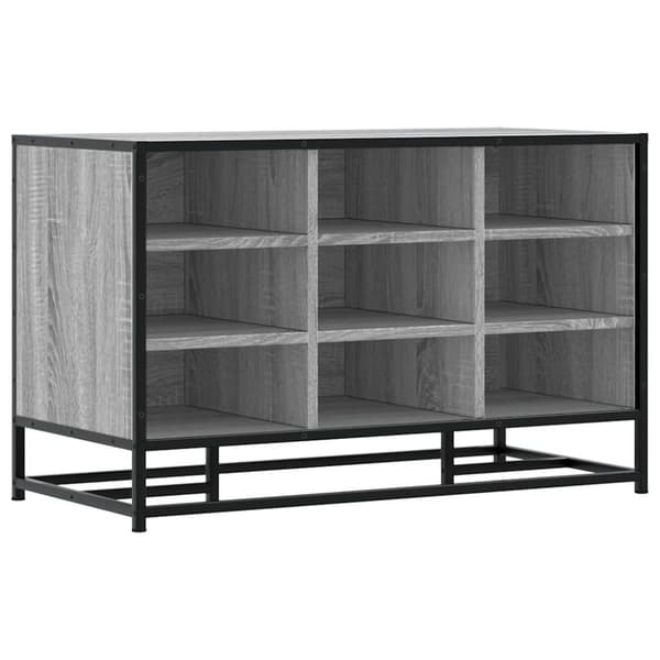 vidaXL skobænk 84x40x53,5 cm konstrueret træ og metal grå sonoma-eg