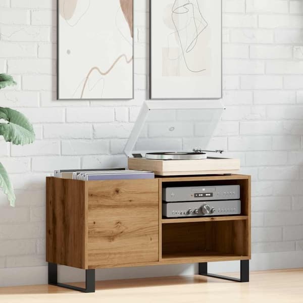 vidaXL Plateskap artisan eik 84,5x38x48 cm konstruert tre