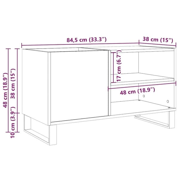 vidaXL Plateskap artisan eik 84,5x38x48 cm konstruert tre