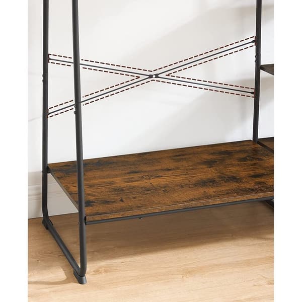 Coat Rack - 5 niveauer - med skostativ - 6 kroge - tøjstang - Industriel design - 45 x 120 x 160 cm