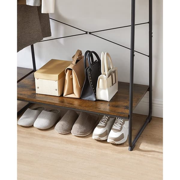 Coat Rack - 5 niveauer - med skostativ - 6 kroge - tøjstang - Industriel design - 45 x 120 x 160 cm