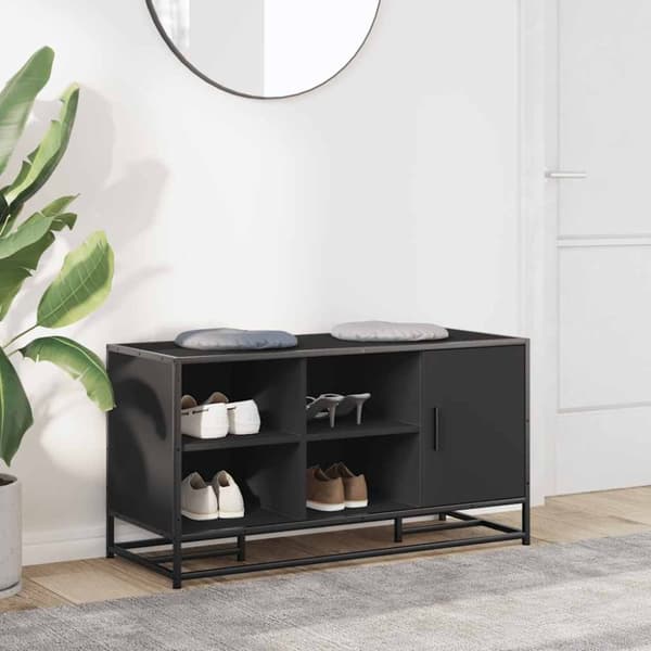 vidaXL Kenkäpenkki musta 100x40x53,5 cm suunniteltu puu ja metalli