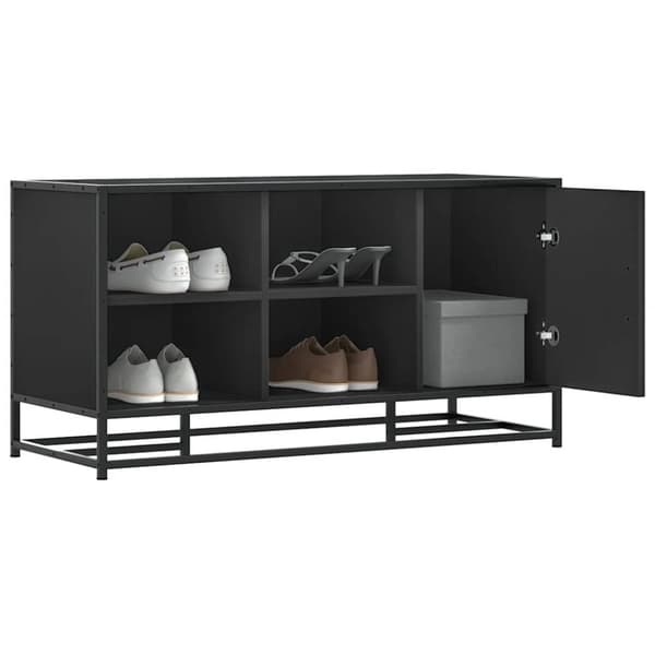 vidaXL Kenkäpenkki musta 100x40x53,5 cm suunniteltu puu ja metalli