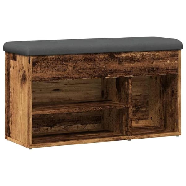 vidaXL skobænk 82x32x45,5 cm konstrueret træ antikt træ