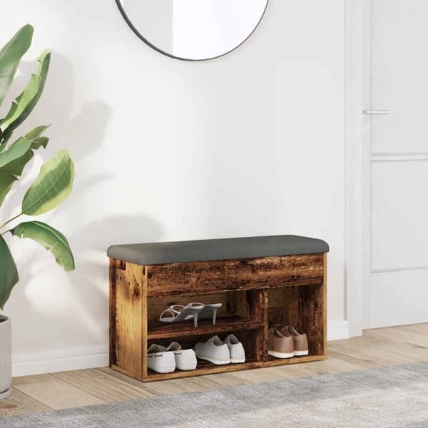 vidaXL skobænk 82x32x45,5 cm konstrueret træ antikt træ