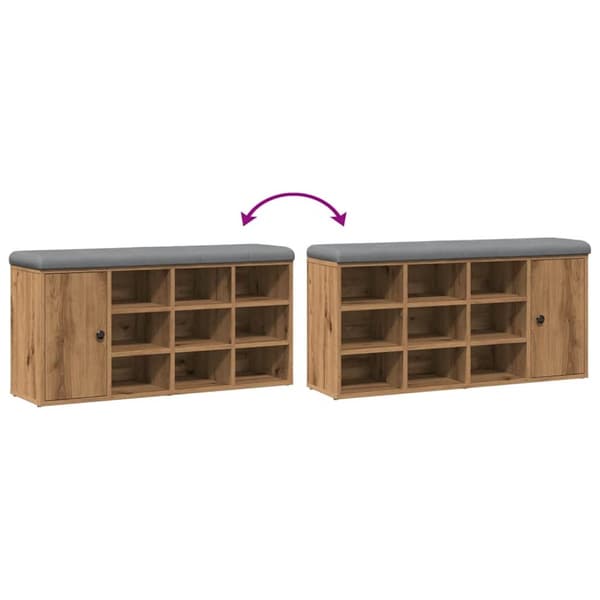 vidaXL Skohylle artisan eik 102x32x50 cm konstruert tre