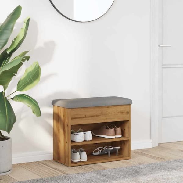 vidaXL Skohylle artisan eik 62x32x50 cm konstruert tre