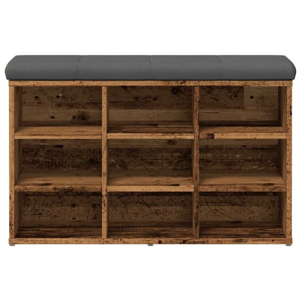 vidaXL skobænk 82x32x50 cm konstrueret træ antikt træ