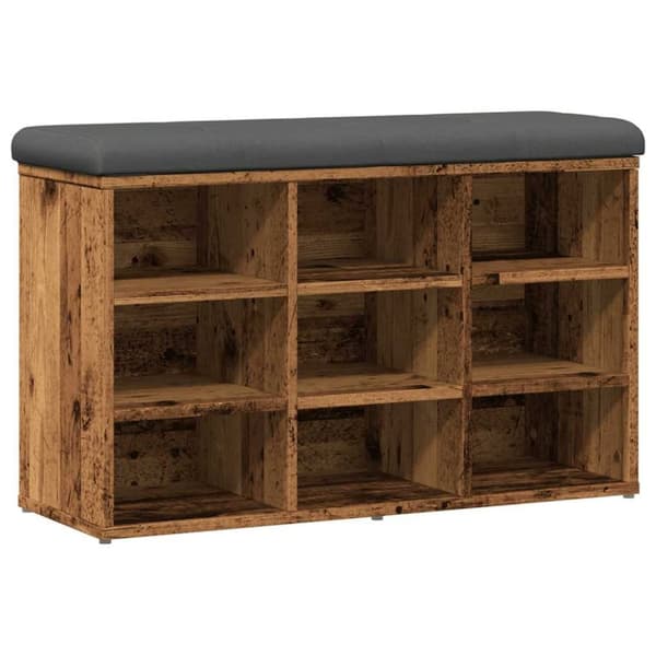 vidaXL skobænk 82x32x50 cm konstrueret træ antikt træ