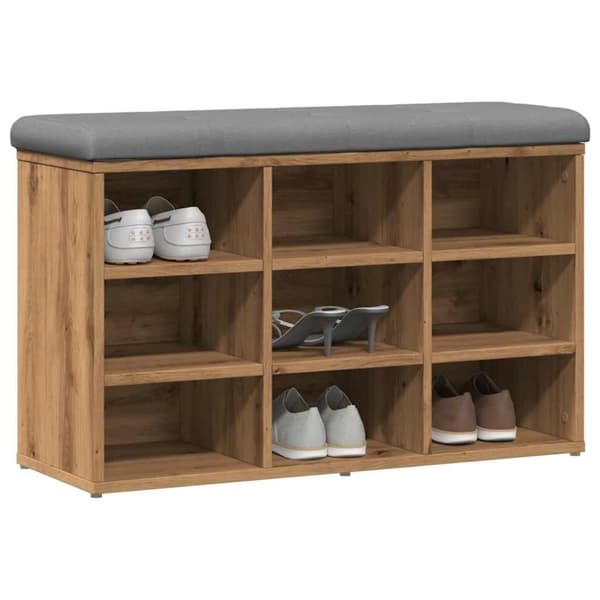 vidaXL Skohylle artisan eik 82x32x50 cm konstruert tre