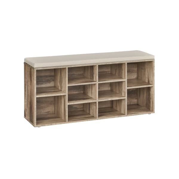Kenkäteline istuimilla - 30 × 104 × 48 cm - Camelbruin