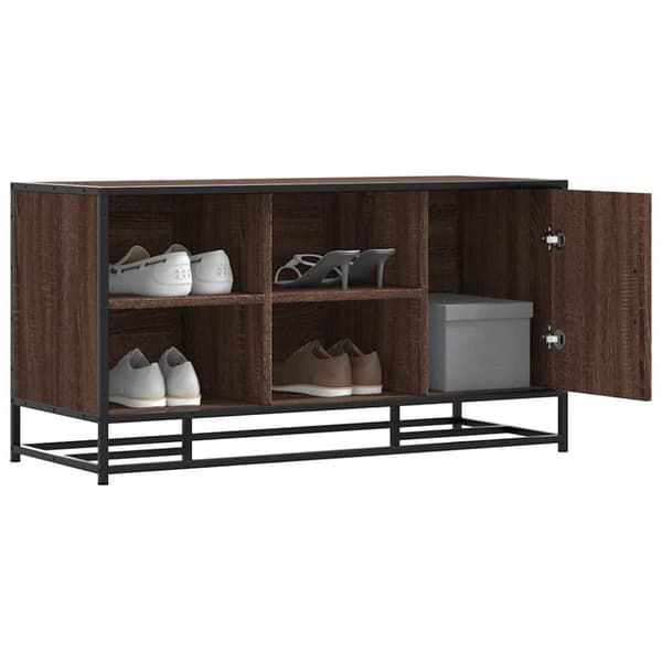 vidaXL Kenkäpenkki ruskea tammi 100x40x53,5 cm tekninen puu ja metalli