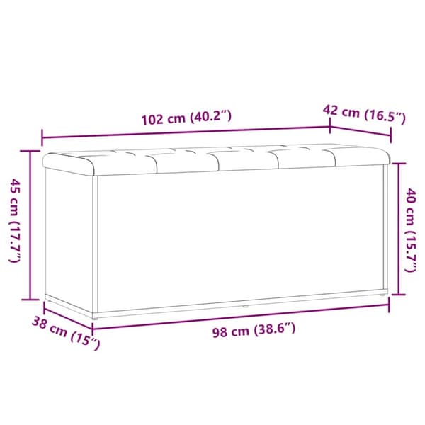 vidaXL opbevaringsbænk 102x42x45 cm konstrueret træ kunsteg