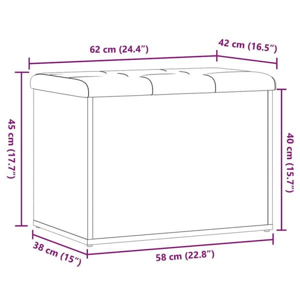 vidaXL Säilytyspenkki vanhaa puuta 62x42x45 cm lastulevy