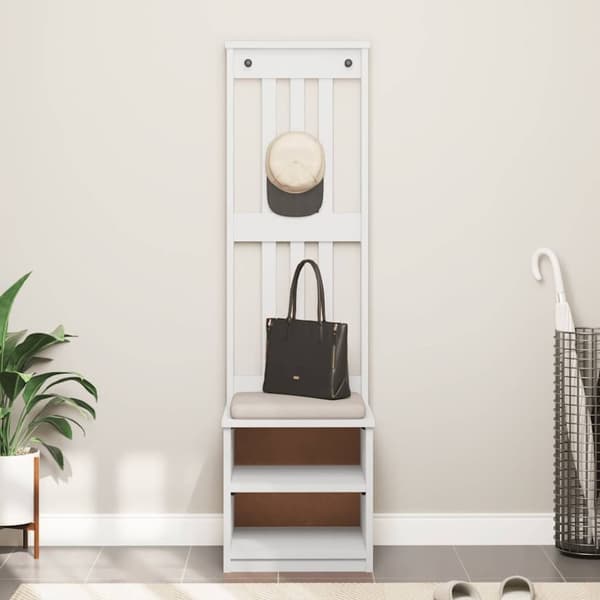 vidaXL Hall træ SANDENS 45x40x159,5 cm massivt fyrretræ hvid