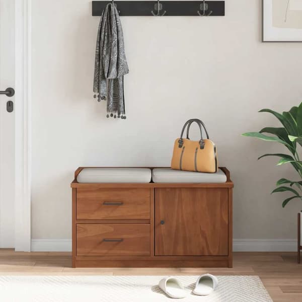 vidaXL entrébænk SANDNES 87x40x50 cm massivt fyrretræ