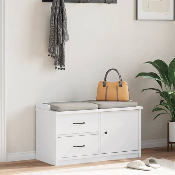 vidaXL Hallbänk SANDNES vit 87x40x50 cm massiv trä furu