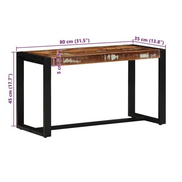 vidaXL Benk flerfarget 80x35x45 cm gjenvunnet heltre