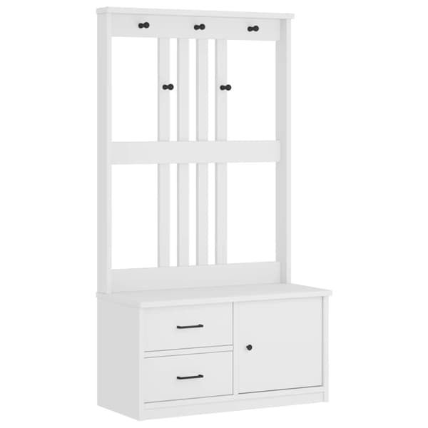 vidaXL Hall træ SANDENS 87x40x159,5 cm massivt fyrretræ hvid