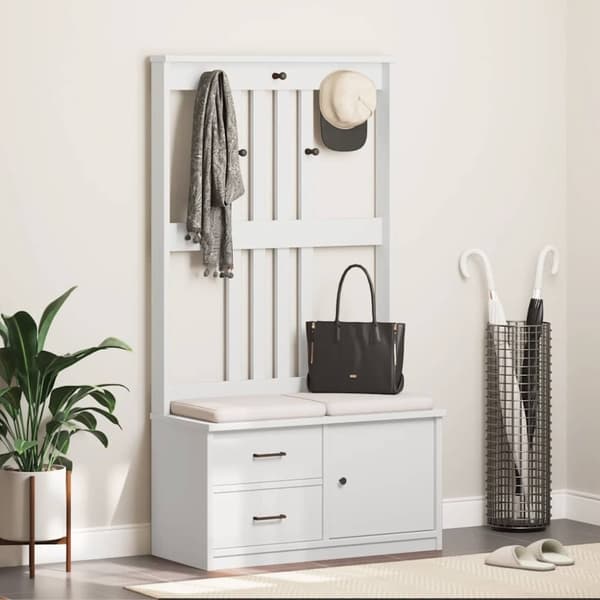 vidaXL Hall træ SANDENS 87x40x159,5 cm massivt fyrretræ hvid