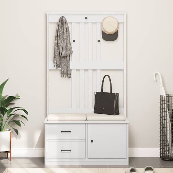 vidaXL Hall træ SANDENS 87x40x159,5 cm massivt fyrretræ hvid