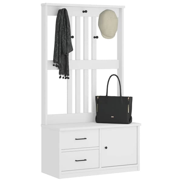 vidaXL Hall træ SANDENS 87x40x159,5 cm massivt fyrretræ hvid