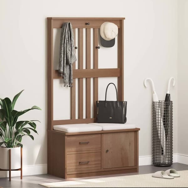 vidaXL Hall træ SANDENS 87x40x159,5 cm massivt fyrretræ