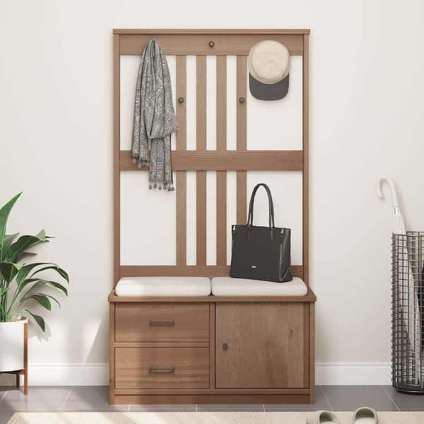 vidaXL Hall træ SANDENS 87x40x159,5 cm massivt fyrretræ