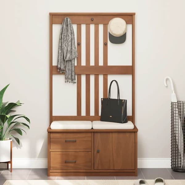 vidaXL Hallin puu SANDENS 87x40x159,5 cm täysi mänty