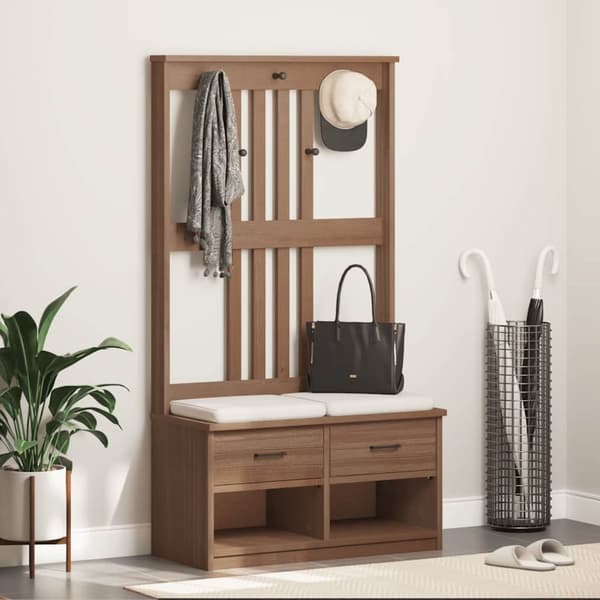 vidaXL Hallin puu SANDENS 87x40x159,5 cm täysi mänty