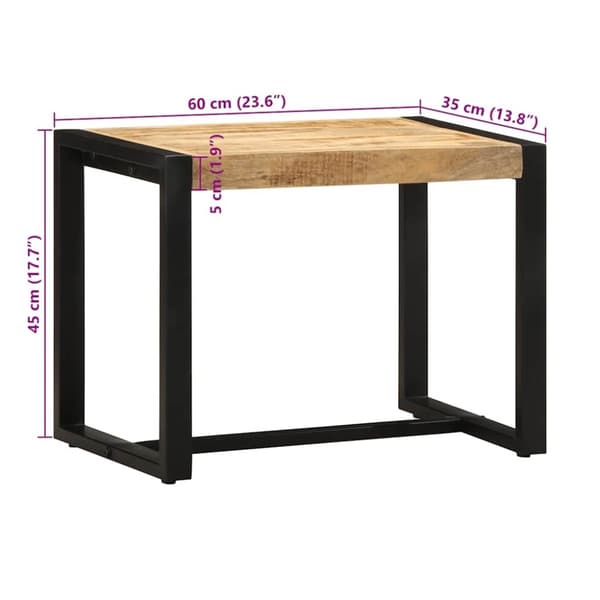 vidaXL Benk 60x35x45 cm grovt heltre mangotre