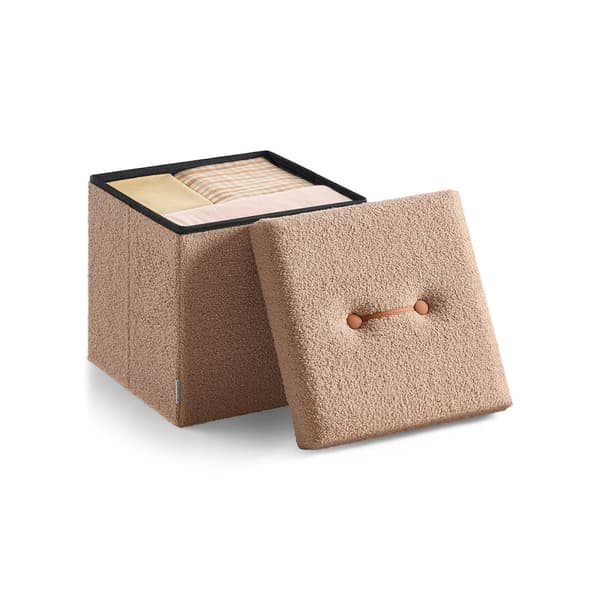 Afføring med opbevaringsplads 38 x 38 x 38 cm creme hvid