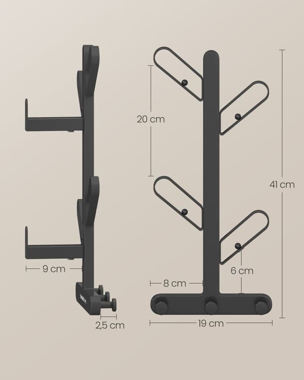 Vægfrakke rack sæt på 2 - 13 × 19 × 41 cm - blæk -sort