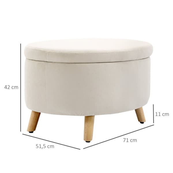 Rootz Oval Velvet Bench - Lagring Stool - Foot Pall - Håller upp till 80 kg - 71 x 51,5 x 42 cm - Stylsk brun design