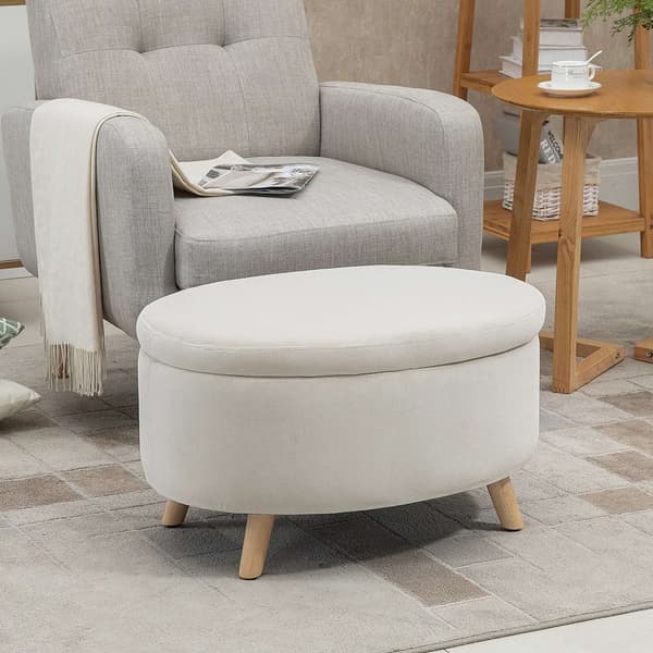 Rootz Oval Velvet Bench - Lagring Stool - Foot Pall - Håller upp till 80 kg - 71 x 51,5 x 42 cm - Stylsk brun design