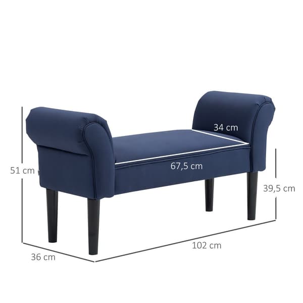 Rootz polstret bænk - polstret sæde - soveværelse bænk - komfort siddepladser - 130 kg kapacitet - 102 cm x 36 cm x 51 cm