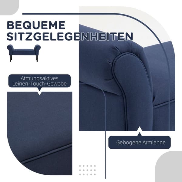 Rootz polstret bænk - polstret sæde - soveværelse bænk - komfort siddepladser - 130 kg kapacitet - 102 cm x 36 cm x 51 cm