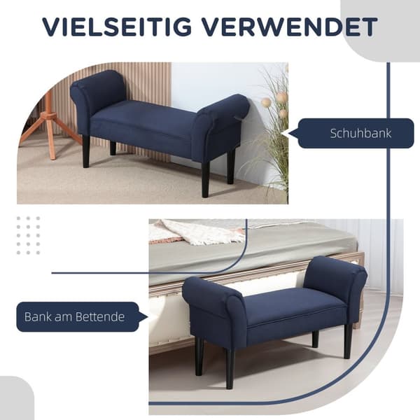 Rootz polstret bænk - polstret sæde - soveværelse bænk - komfort siddepladser - 130 kg kapacitet - 102 cm x 36 cm x 51 cm