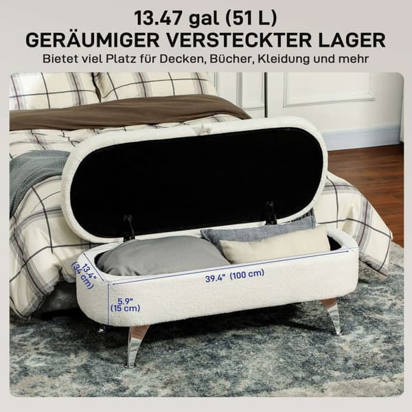 Rootz lagringsbänk - Uppbyggd sittplats - Ottoman Bänk - Handy Storage - 114 cm x 47 cm x 46,5 cm