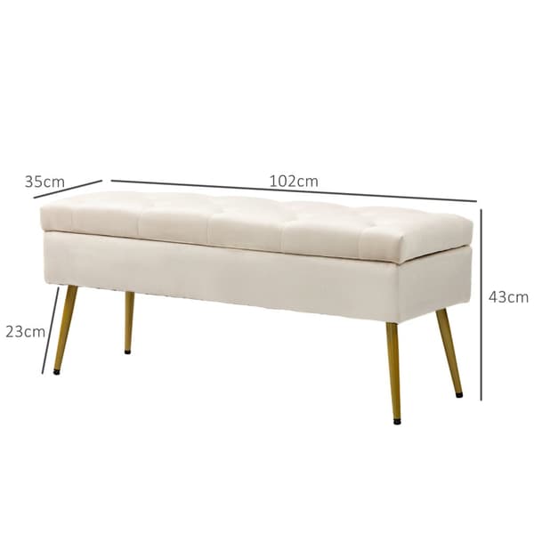 Rootz Velvet Look Storage Bench - Pehmustettu jalkatuooli - Tufted Ottomaani - Piilotettu säilytys - 102 cm x 35cm x 43cm