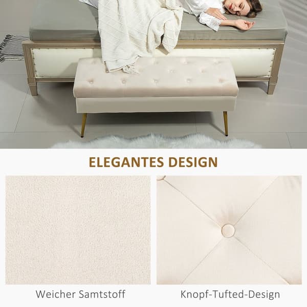 Rootz Velvet Look Storage Bench - Pehmustettu jalkatuooli - Tufted Ottomaani - Piilotettu säilytys - 102 cm x 35cm x 43cm