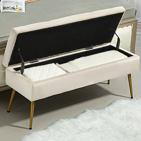 Rootz Velvet Look Storage Bench - Pehmustettu jalkatuooli - Tufted Ottomaani - Piilotettu säilytys - 102 cm x 35cm x 43cm